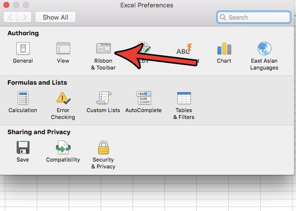 ribbon missing when opening file excel 2016 for mac